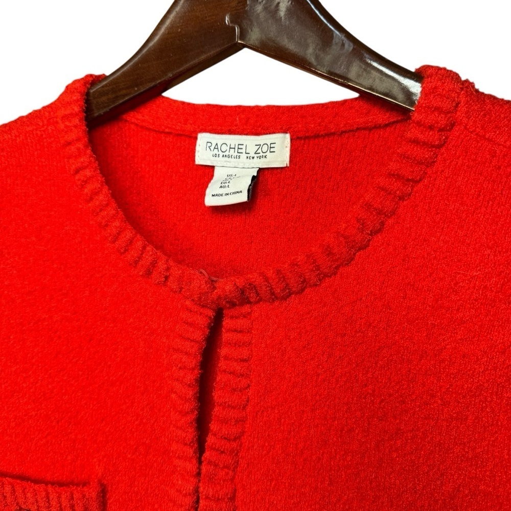 Rachel Zoe Red/Orange Cardigan with Silver Buttons - Picture 2 of 11